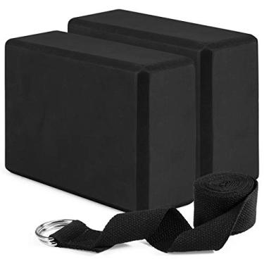 Imagem de Kit de 2 blocos yoga e cinta EVA Foam para pilates treinamento aptidão física exercícios