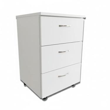 Imagem de Gaveteiro 3 Gavetas MDF com Compartimento Secreto embaixo do tampo, Armário secreto, Gaveta Secreta - Branco