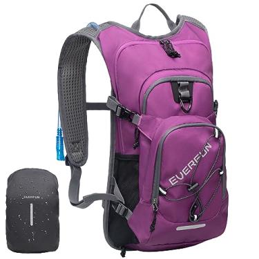 Imagem de EVERFUN Mochila de hidratação para caminhadas, 18 L, com capa de chuva, isolada, para água, com bexiga de água, 2 L, pacote de hidratação para mulheres e homens, leve, para caminhadas, ciclismo