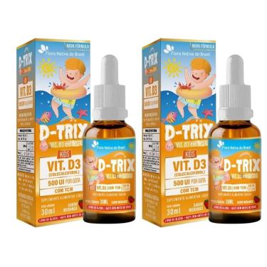 Imagem de Kit 2x D-TRIX (Vitamina D 400 UI/Gota) KIDS 30ml Sabor Morango Flora Nativa-Unissex
