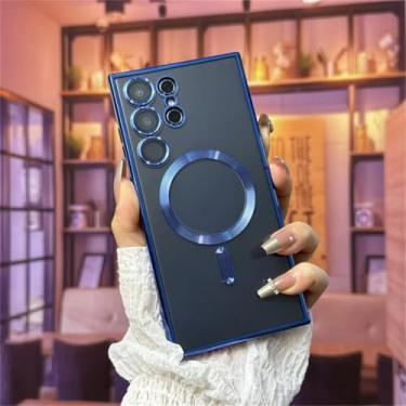 Imagem de Capa magnética de luxo para Samsung S24 S23 S22 S21 Ultra Plus FE Note20 A15 A05s A55 A35 (Para S21 FE/Azul)