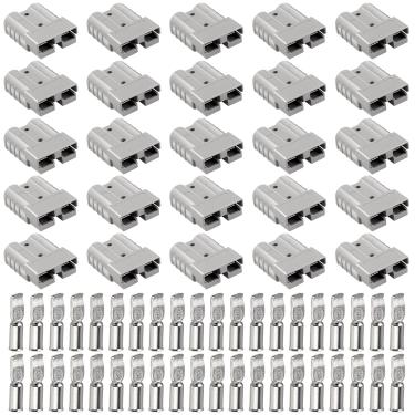 Imagem de MOOKEERF Kit de conexão rápida/desconexão de bateria 50A 20 peças 10-12 AWG, 50 Amp 600V kit de conector para guincho de recuperação, empilhadeira, sistemas de reboque e aplicações solares