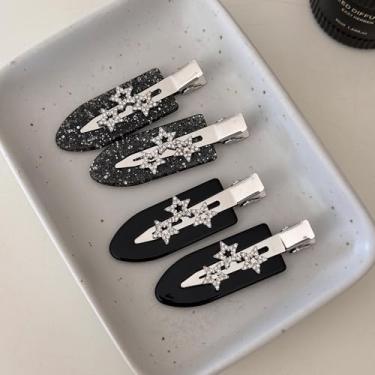 Imagem de 4 peças de grampos de cabelo sem vincos, sem dobras, sem vincos, clipes de maquiagem para mulheres e meninas, grampos de cabelo planos para salão de cabeleireiro, cabo prateado (A)