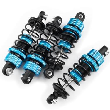 Imagem de QUE-T Amortecedores RC 4 peças/conjunto amortecedores de suspensão de amortecedor dianteiro e traseiro para carro 1/10 Tamiya TT02 RC (azul, 62 mm)