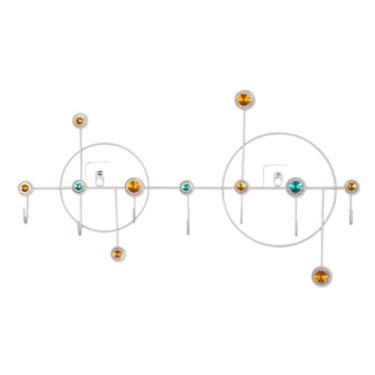 Imagem de Prateleiras suspensas Cabide criativo de parede com 7 ganchos, cabide decorativo para chaves e roupas para entrada, quarto e varanda(Branco)