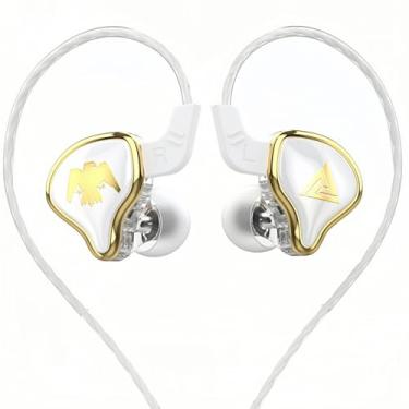 Imagem de Fones de ouvido QKZ AK6 ARES HiFi com fio, com microfone, IEMs para jogos com microfone, fones de ouvido intra-auriculares, para músicos cantores (branco)
