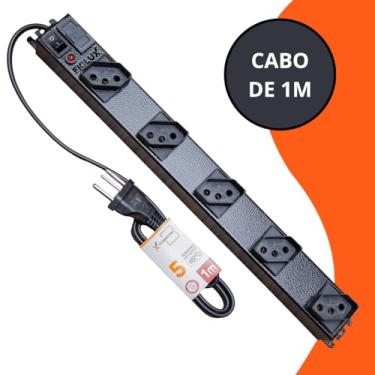 Imagem de Filtro De Linha 5 Tomadas Espaçadas Cabo De 1 Metro Metálico Extensão Régua Protetor Energia Elétrica Profissional Com Fusível Bivolt 110 127 220 Fiolux Powerlink 110V 127V 220V Corpo em Metal 1M