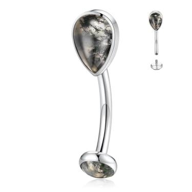 Imagem de FUNLMO G23 Titânio Rook Helix Daith Cartilagem Sobrancelha Labret Lip Piercing Joia Interna Rosca Vertical Labret Lip Jewelry 16G Barra Curva Pequeno Anel de umbigo, Titânio, outro