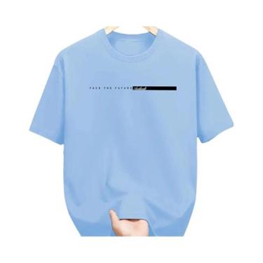 Imagem de Camiseta Masculina De Verão Em Algodão Casual Com Estampa Grande De Le