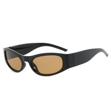 Imagem de Óculos de Sol Femininos Ovais em Cor Jelly, Estilo Punk, Proteção UV400, Ideais para Esportes ao Ar Livre, Corrida e Ciclismo, Cor Chá Preto
