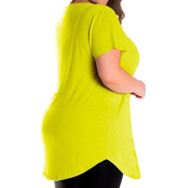 Imagem de Longline Plus Size Camiseta Algodão Feminina Sobrelegging Básica Grande G1 a G5-Feminino