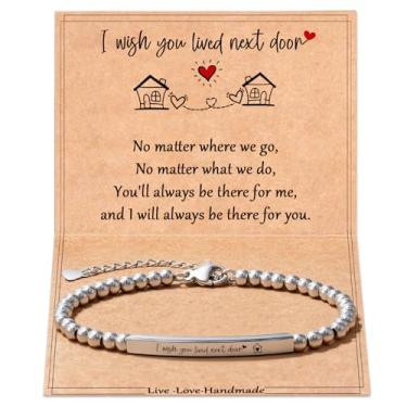 Imagem de I Wish You Lived Next Door Gifts, Pulseiras de Amizade para Mulheres Aniversário para Melhores Amigas Bestie Soul Sister Namorada Colega de Trabalho BFF Lembrança de Longa Distância, Presentes de