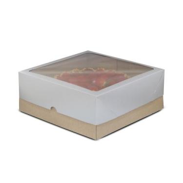 Imagem de 20 Caixas Kraft Para Presente/Torta Abertura Lateral Com Visor - Kaiam