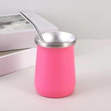 Imagem de Copo Cuia Térmico para Tereré e Chimarrão com Bomba 260 ml Aço Inox Parede Dupla Sem Tampa(PINK)