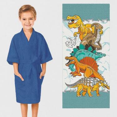 Imagem de Kit 01-roupão+01-toalha de banho infantil -lepper confetti, Azul, Meni