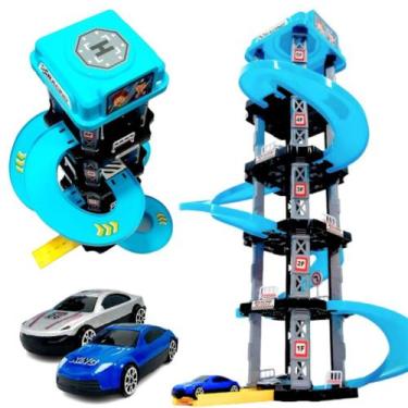 Imagem de  Pista de Carrinhos carros Brinquedo 5 Andares azul e cinza - ABOU KHI