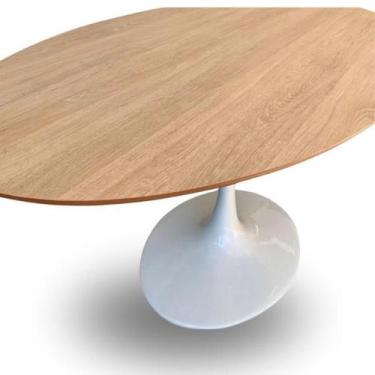 Imagem de Mesa de Jantar Tulipa Saarinen Oval 198x122Cm Base Branca Tampo Jade -