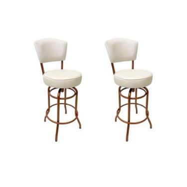 Imagem de Kit 2 Banquetas Alta Bar Giratória com Encosto cor Cobre Assento cor o