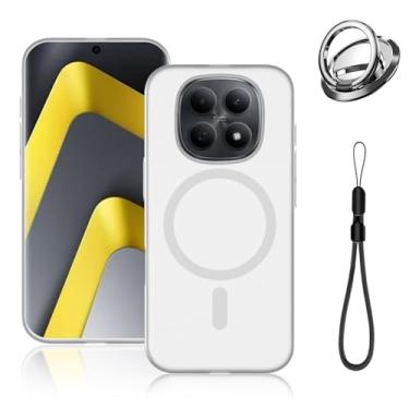 Imagem de Oshmirian Capa para Poco M8 – Capa traseira magnética de policarbonato fosco, textura ondulada de névoa de gelo, capa protetora antiimpressão digital fina à prova de choque [branca]