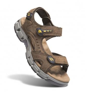 Imagem de CAMEL CROWN Sandálias masculinas de couro para caminhadas, atividades ao ar livre, esportes aquáticos, praia, para o verão, com tiras ajustáveis nos dedos abertos, Coffee-k937, 39