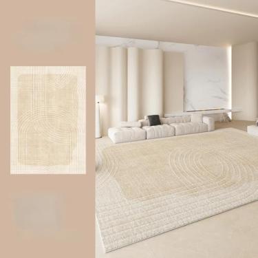 Imagem de Tapete macio de cabeceira estilo creme para sala de estar, área grande, decoração de quarto, carpete de pelúcia, grosso, lavável, tapete de estudo (180x280 cm/J)