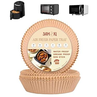 Imagem de 100 PCS air fryer disposable paper liners, 16cm x 4.5cm parchment airfryer for your baking accessories non stick disposable basket sheets for microwave