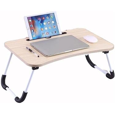 Imagem de Mesa de colo dobrável para tablet multifuncional com bandeja de café da manhã para comer, notebook, leitura, escrita na cama, sofá (branco)