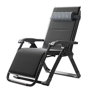 Imagem de ONDHGFBGB Cadeira reclinável dobrável, espreguiçadeira de jardim com encosto de cabeça acolchoado, encosto ajustável, cadeira reclinável para uso ao ar livre para escritório