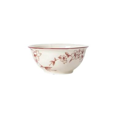 Imagem de Conjunto de pratos caseiros retrô de cerâmica Taohua perfumado para noite - tigela vermelha de 15 cm