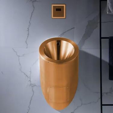 Imagem de pcagfaajmh Mictório de aço inoxidável 304, mictório suspenso na parede em formato oval, sensor inteligente criativo, mictório de lavagem, uso residencial comercial para banheiro, para hotel/bar