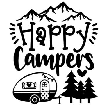 Imagem de 4 peças de decalque impermeável Camping Happy Campers Camp Life, adesivo autoadesivo externo para carroceria, capô, SUV, caminhões e motocicletas (estilo 2)