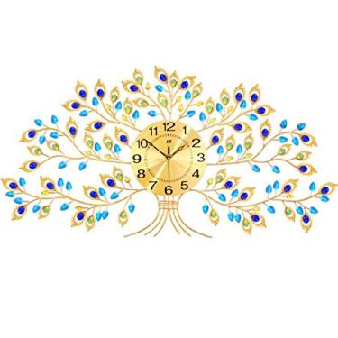 Imagem de AkosOL Relógio de parede criativo com árvore da sorte relógio de parede, decoração de ferro forjado, relógio de sala de estar, moda estilo europeu, relógio de quartzo para casa
