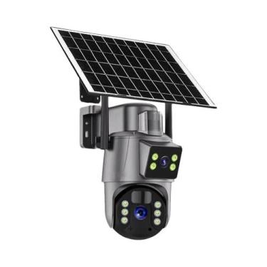 Imagem de Câmera WiFi Externa 4K Alimentada Por Energia Solar Com Lente Dupla PT
