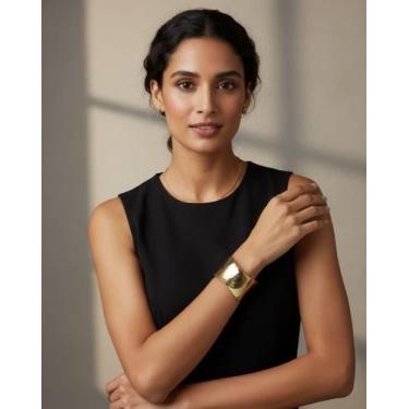 Imagem de Bracelete Aberto Largo Dourado Bijuteria Moderna - Deusa Modas, Dourad