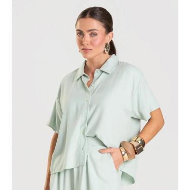 Imagem de Camisa Feminina em Tecido de Viscose Dianna Verde, M, Verde