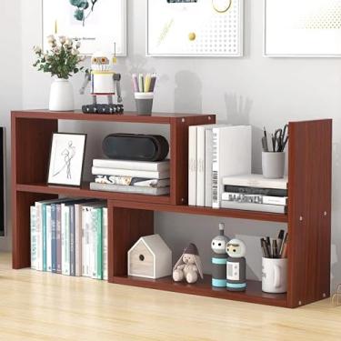 Imagem de Rack organizador de estante de mesa feito de placas espessas e ecológicas com forte capacidade de carga para organizador de materiais de escritório, decoração de casa (cor: marrom, tamanho: 60 * 20