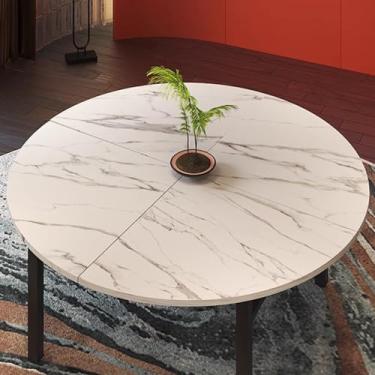 Imagem de Mesa de jantar grande dobrável em um quarto, mesa dobrável redonda resistente com conectores bloqueáveis, mesa de cartão para banquete e pátio (tamanho: 200 cm)