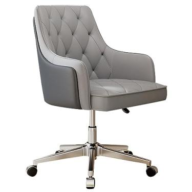 Imagem de Cadeira executiva executiva de couro PU para escritório ergonômica, cadeira de trabalho giratória, cadeira de mesa de computador para escritório em casa, cadeira retrô com base de metal dourado