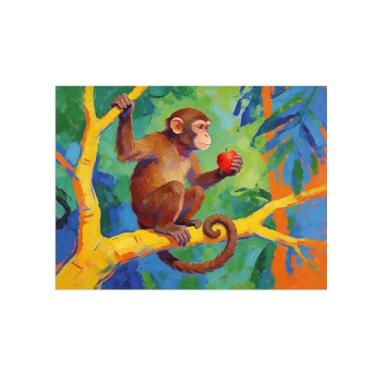 Imagem de BMZFYBS Impressão em tela de arte de parede animal - macaco na árvore - pintura de decoração moderna - imagens para quarto de crianças escritório 60 x 80 cm 24 x 31 polegadas sem moldura