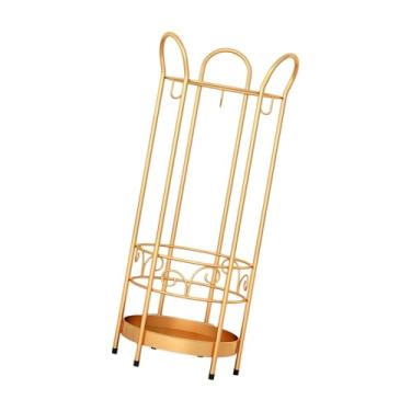 Imagem de Suporte de guarda-chuva de ferro redondo suporte de guarda-chuva para barras de escritório em casa, suporte de guarda-chuva preto (dourado)