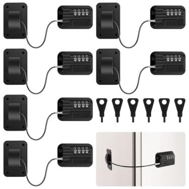 Imagem de UKQRRTC Pacote com 6 fechaduras para geladeira, combinação resistente, trava de segurança para crianças para tranquilidade, configuração sem esforço e uso conveniente para armários, gavetas, janelas e