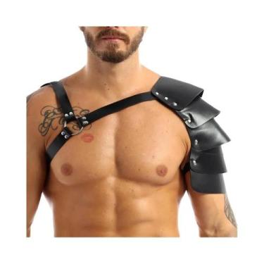 Imagem de Capa Gótica De Couro PU Preto Com Penas Para Homens, Fantasia De Hallo