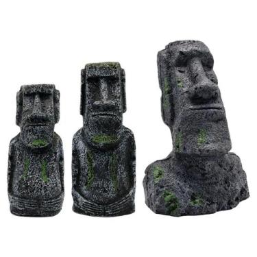 Imagem de Decoração De Aquário Cabeça De Moai Da Ilha De Páscoa, Estátuas Moai P