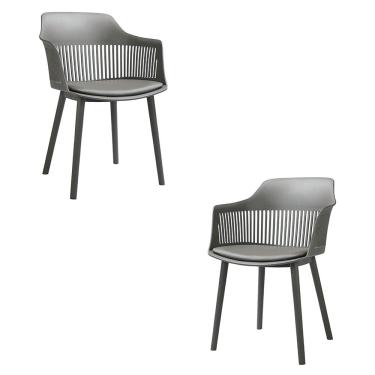 Imagem de Kit 2 Cadeiras Decorativas Prescott Sala de Jantar PP/PU Cinza G56 - Gran Belo