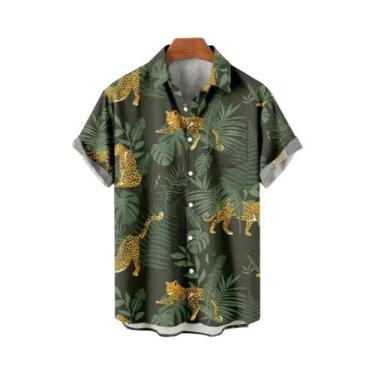 Imagem de Camisa Masculina De Manga Curta Com Estampa Floral Havaiana, Moda Prai