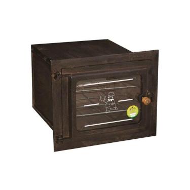 Imagem de Forno Ferro Fogão a Lenha Pequeno Porta de Vidro 50x35x30cm
