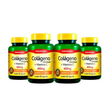 Imagem de Kit 04 Colageno Hidrolisado Com Vitamina C 400Mg 60 Capsulas - Maxinut