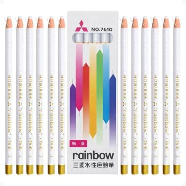 Imagem de Kit Mitsubishi Rainbow: 12 Lápis Dermatográfico Branco 7610-1