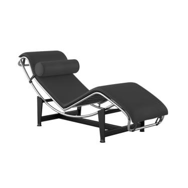 Imagem de Chaise Lc-4 Cromada Premium Em Sintético Preto