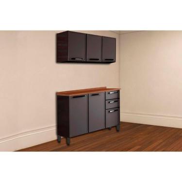 Imagem de Cozinha Modulada Bertolini Estilo 2 Peças (1aéreo+1balcão) C2p08 Cinza-grafite-bertolini